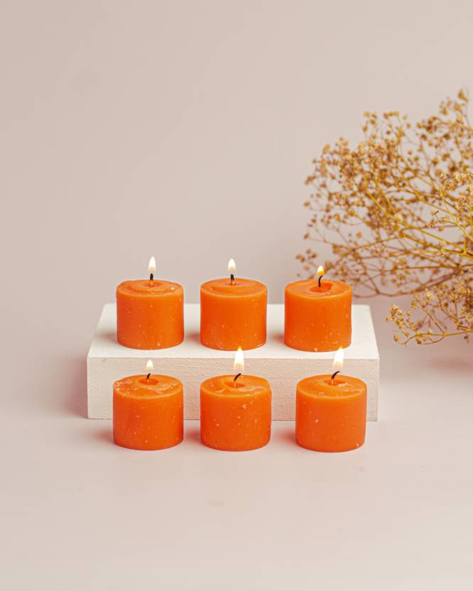 AuraDecor Set of 6 Mandarin Fragrance Votive , Burning Time 8 Hour Candle