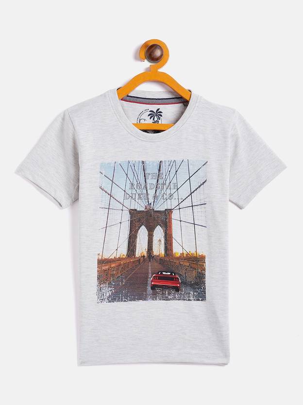 DUKE Boys Typography, Printed Cotton Blend Regular T Shirt