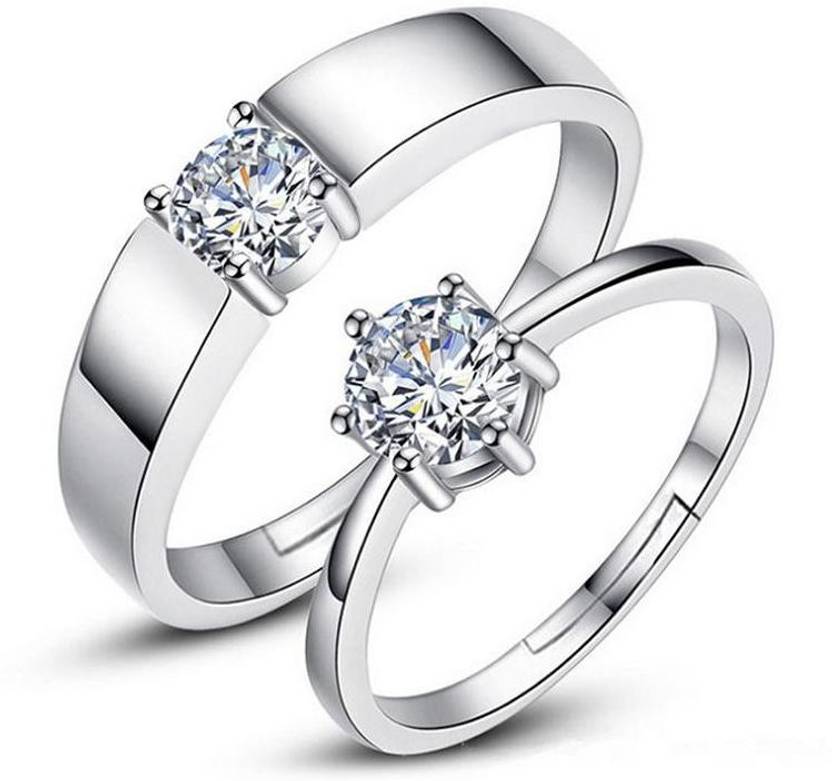 Karishma Kreations Adjustable Couple Rings Combo for Lovers Crystal Combine make 1 Hearts Love Birds Crown Engraved 'King Queen'' American diamond Valentine Gifts Adjustable Love Stylish Combo 925 Sterling Silver 2PCS Her King His Queen Couple ring Heart shape & forever love Promise Ring lover Stainless Steel combo finger rings Silver couple girls set combo Boys Rhodium Finger Ring only Valentine gift Smart Fashion Jewellery Collection propose i love you Lovers adjustable couple rings for lovers for girls women girlfriend boyfriend Brass, Stainless Steel, Copper, Metal Cubic Zirconia, Diamond, Zircon Rhodium, Silver, Titanium, Gold, Platinum Plated Ring Set