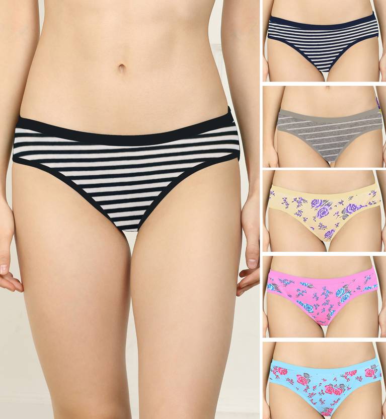 [Sizes M, L, XL] Cup’s-In Pack of 6 Women Hipster Black, Blue, Grey, Brown, Pink, Blue Panty