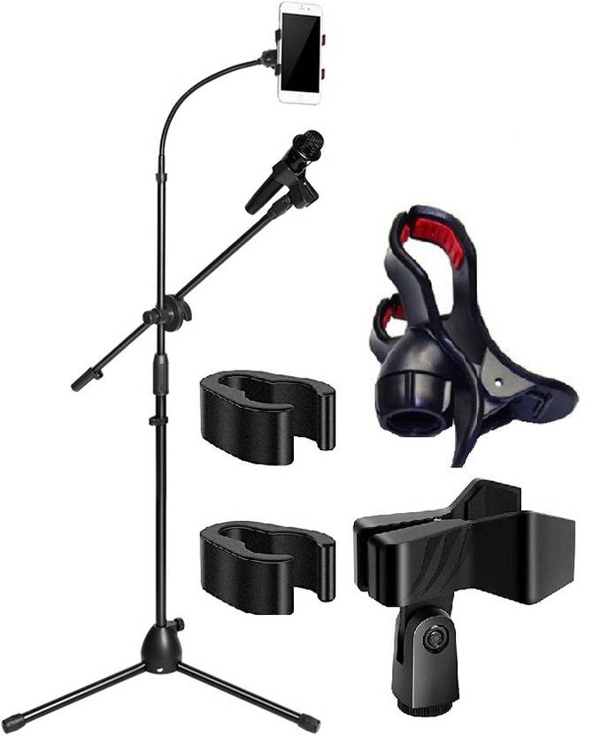 Techtest Microphone Stand with Mobile Holder Adjustable Floor Stand for