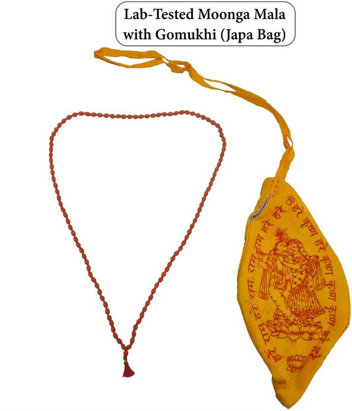 AIKAANT 100 LabTested Original Moonga Japa Mala with Double Cloth