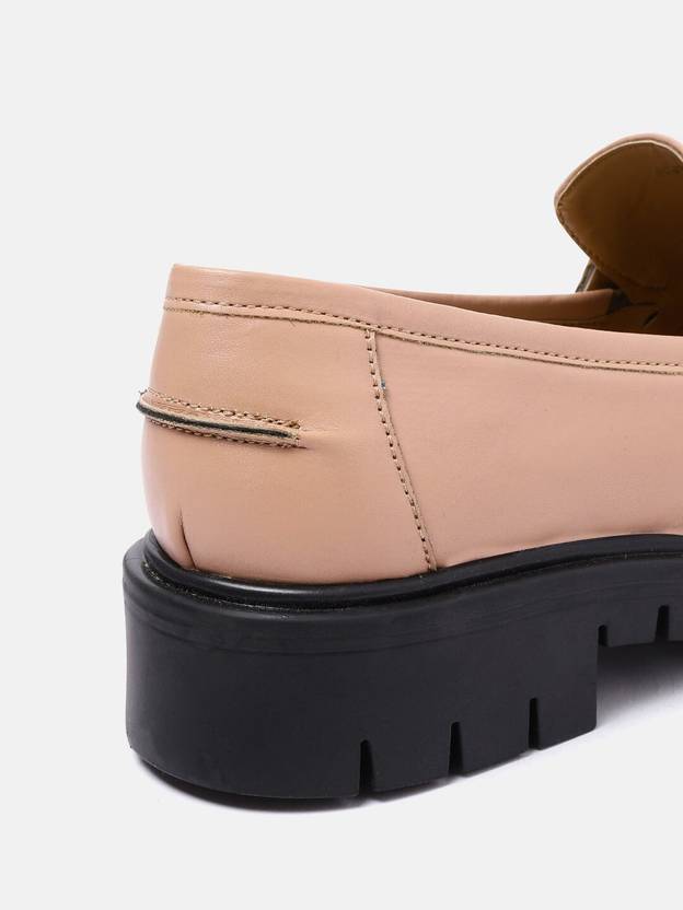 Roadster Women Peach-Coloured Solid Penny Loafers Loafers For Women  (Beige)