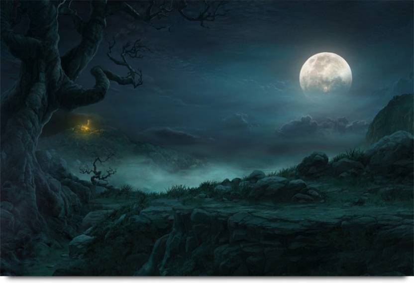 Full Moon Night In Jungle Paper Print - Nature posters in India - Buy ...