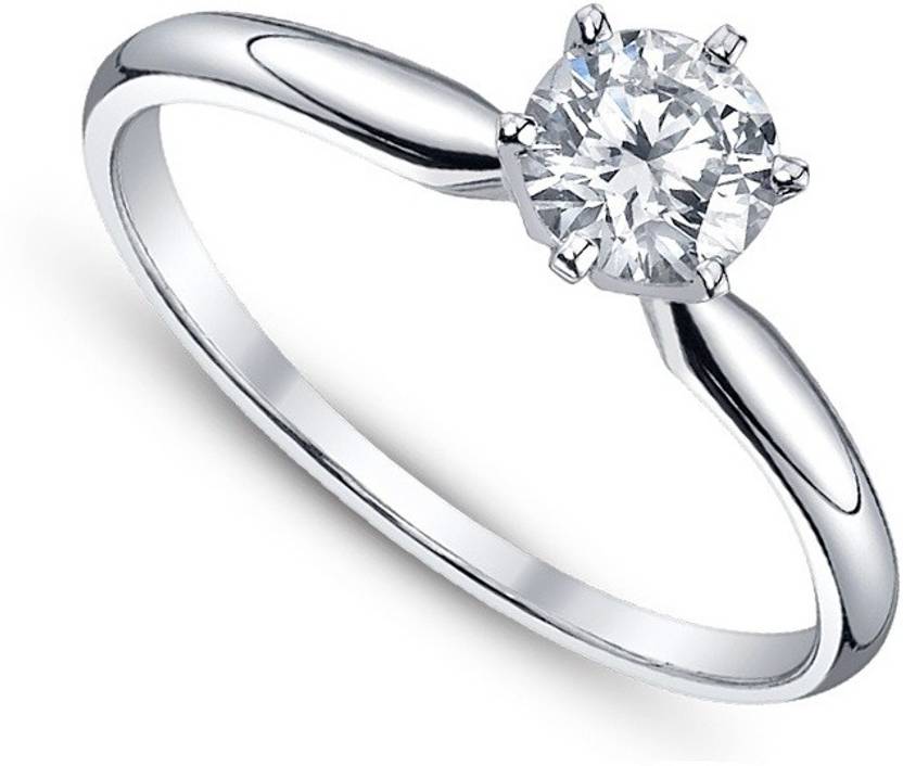 Oomph Silver & White AD CZ Zircon American Diamond Crystal Fashion Jewellery for Women, Girls & Ladies Metal Ring