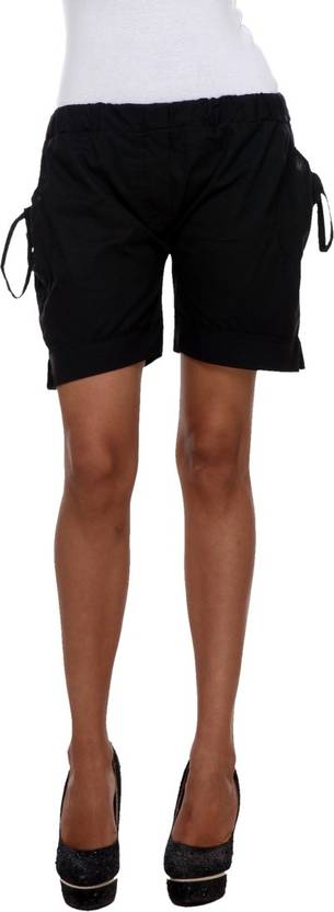 TEEMOODS Solid Women Black Basic Shorts