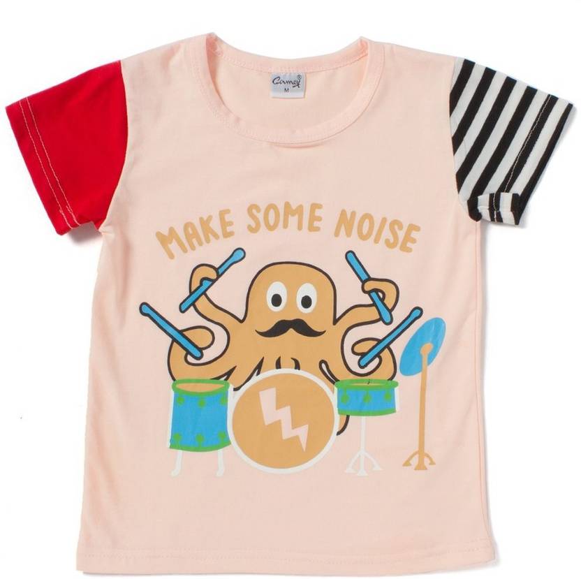 Camey Boys Typography, Printed Cotton Blend Regular T Shirt