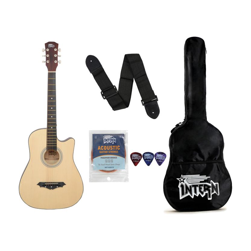 intern INT-38C-WH Acoustic Guitar Linden Wood - Image 8
