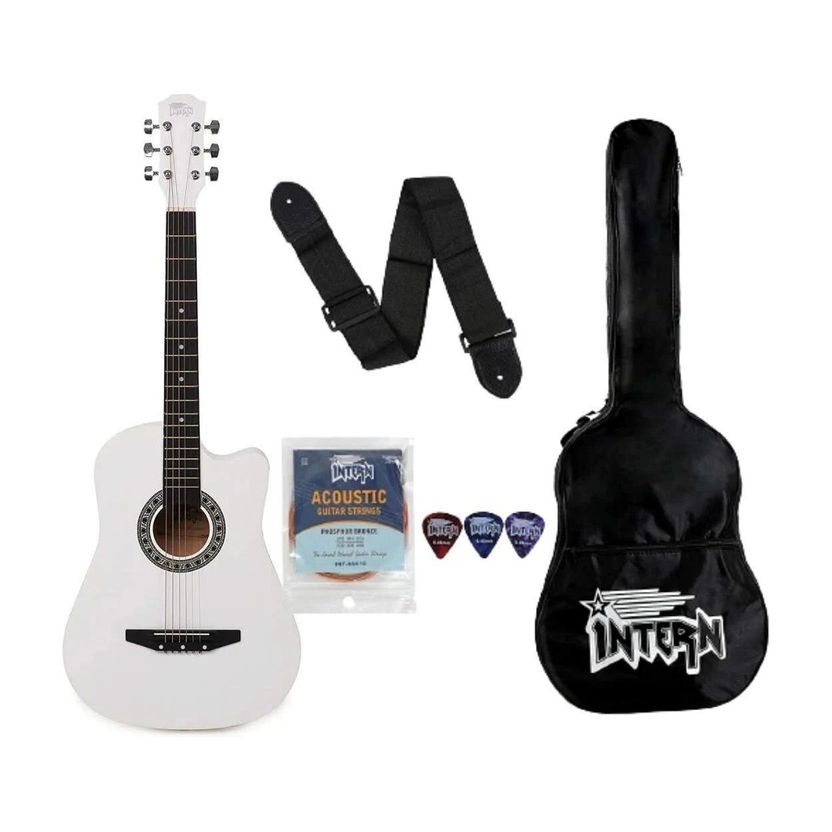intern INT-38C-WH Acoustic Guitar Linden Wood - Image 1
