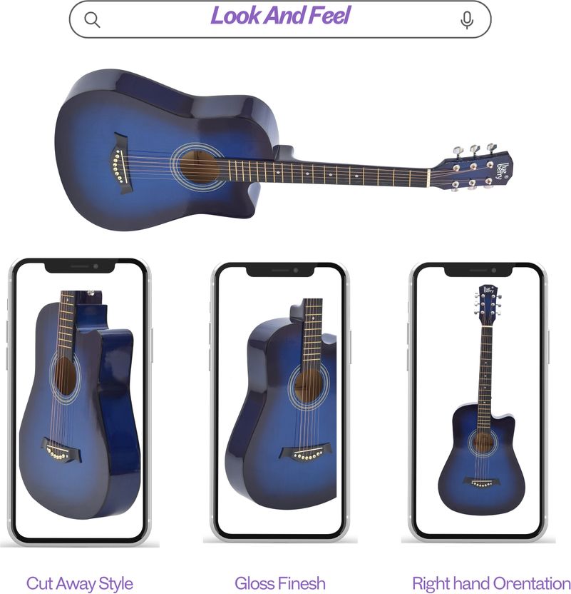 BLUEBERRY B-D38-Blue 38Inch Acoustic Guitar - Image 2