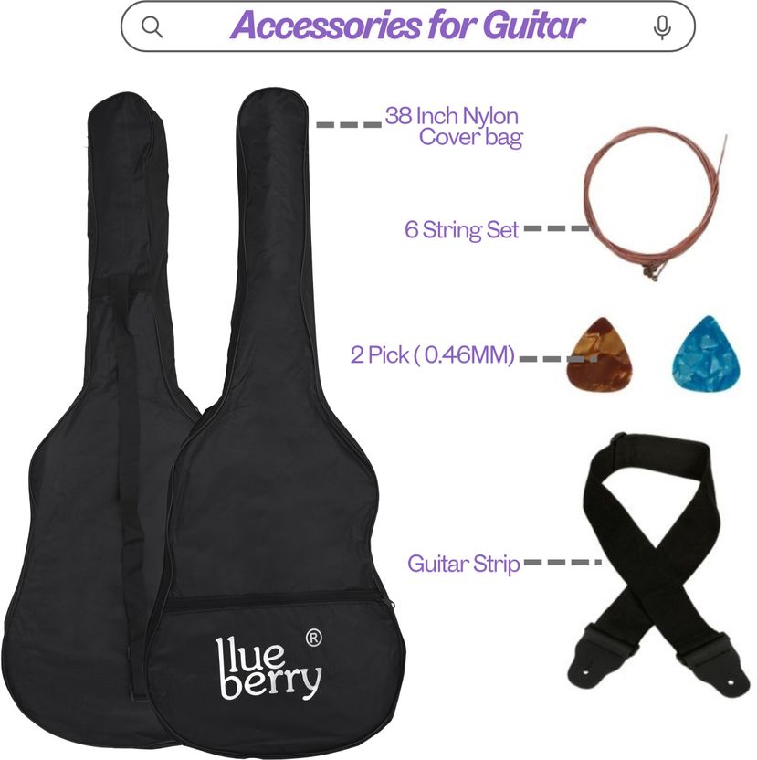 BLUEBERRY B-D38-Blue 38Inch Acoustic Guitar - Image 8