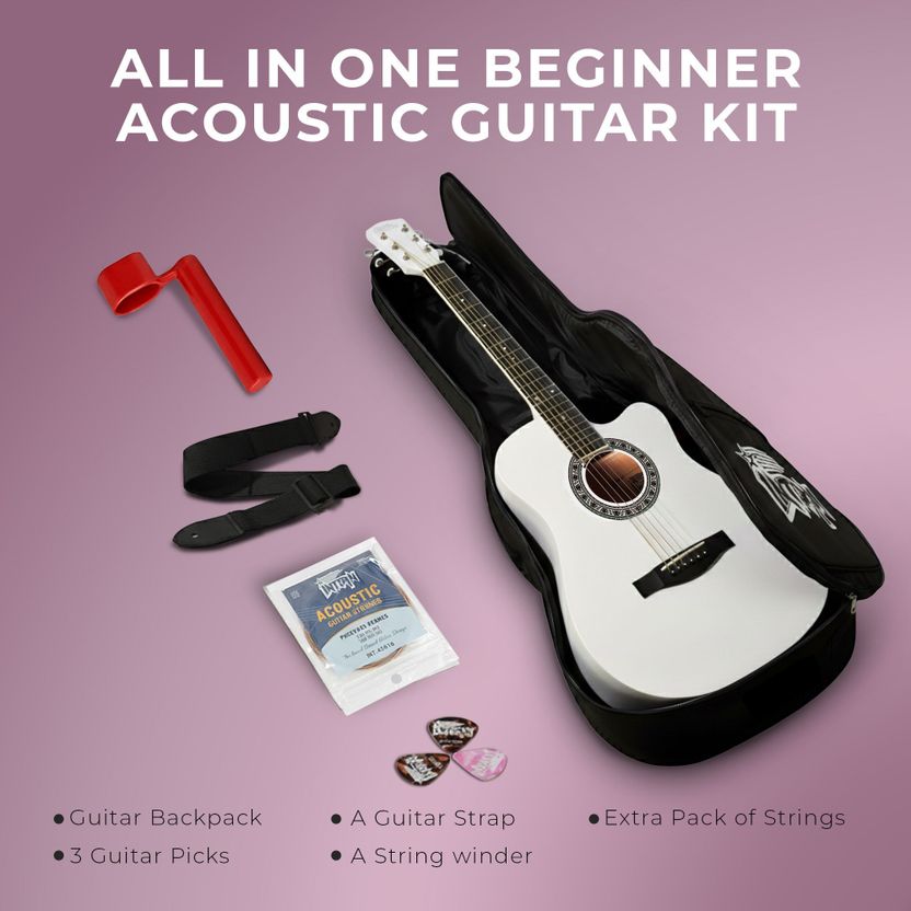 intern INT-38C-WH Acoustic Guitar Linden Wood - Image 2