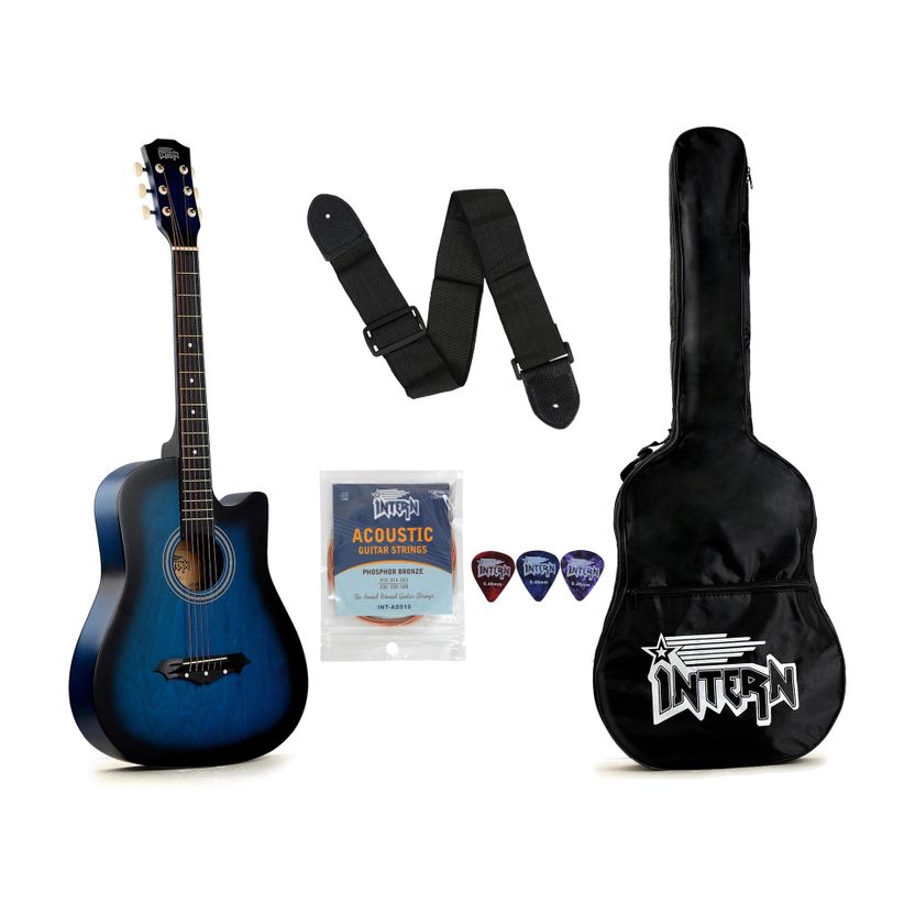 intern INT-38C-WH Acoustic Guitar Linden Wood - Image 6