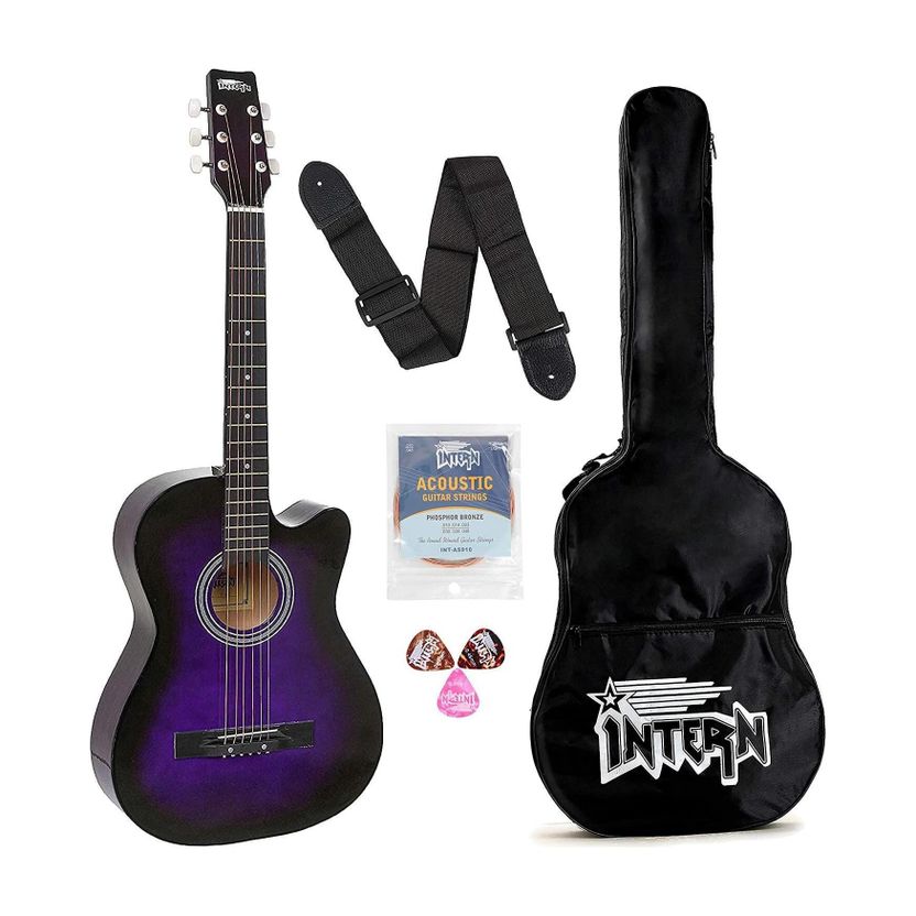 intern INT-38C-BK Acoustic Guitar Linden Wood Rosewood Right Hand...more - Image 10