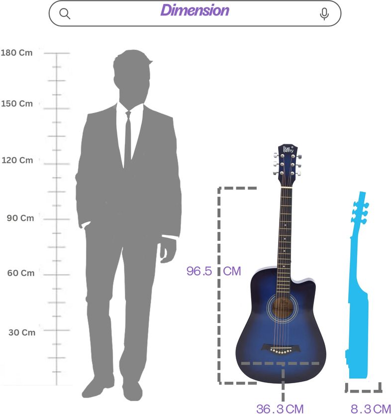 BLUEBERRY B-D38-Blue 38Inch Acoustic Guitar - Image 5