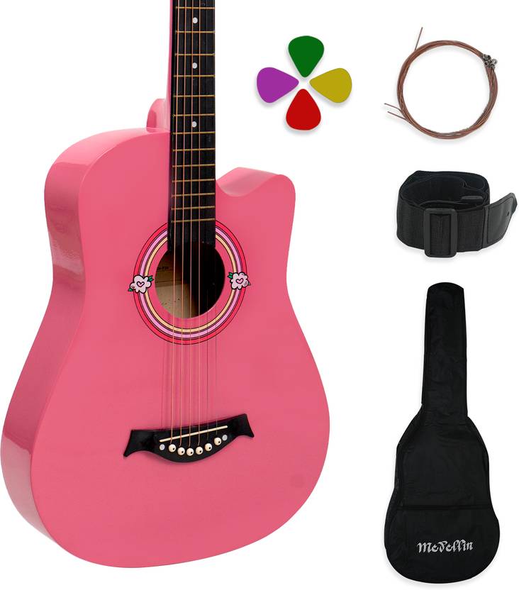 medellin acoustic guitar neon pink learning combo linden wood rosewood