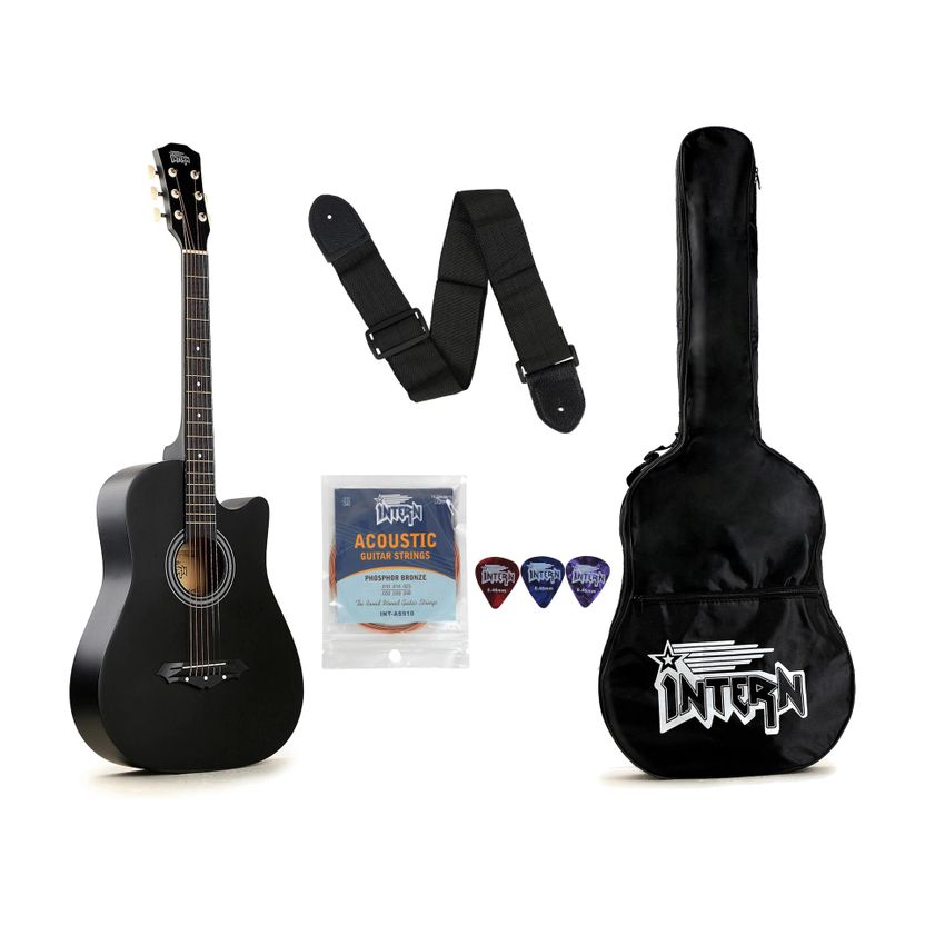 intern INT-38C-WH Acoustic Guitar Linden Wood - Image 5