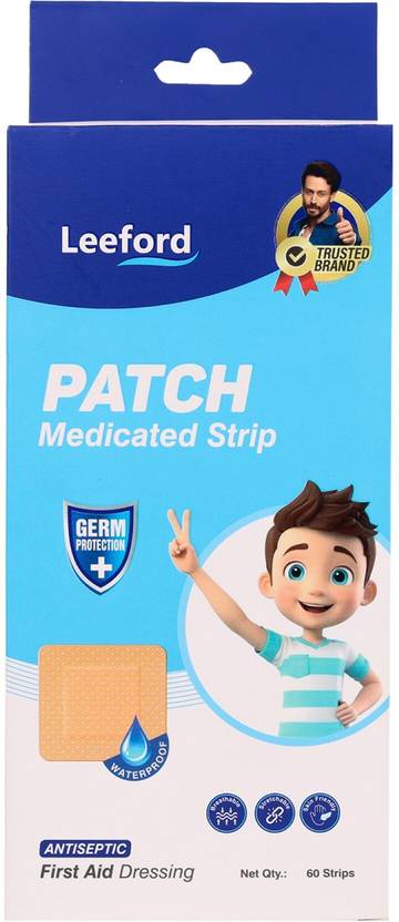 Leeford Patch Antiseptic Waterproof Bandages | First Aid Dressing for Cuts & Wounds Adhesive Band Aid