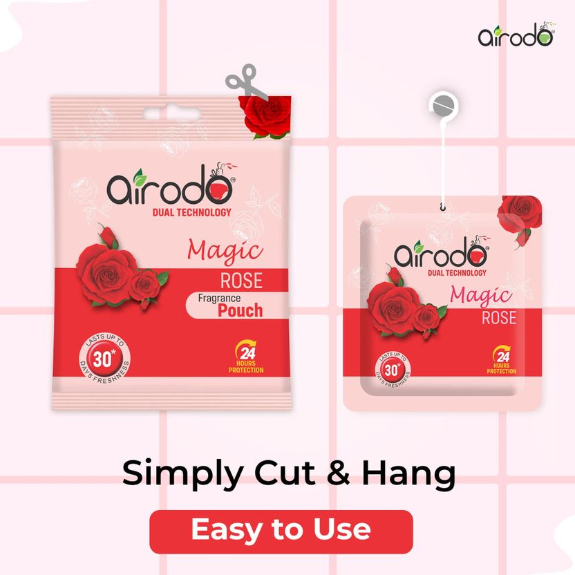 AIRODO एयरोडो रूम फ्रेशनर मैजिक रोज़ पॉकेट जेल ( 03 का पैक) Pack of 3 - Image 3