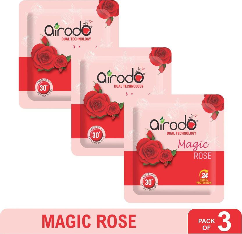 AIRODO एयरोडो रूम फ्रेशनर मैजिक रोज़ पॉकेट जेल ( 03 का पैक) Pack of 3 - Image 1