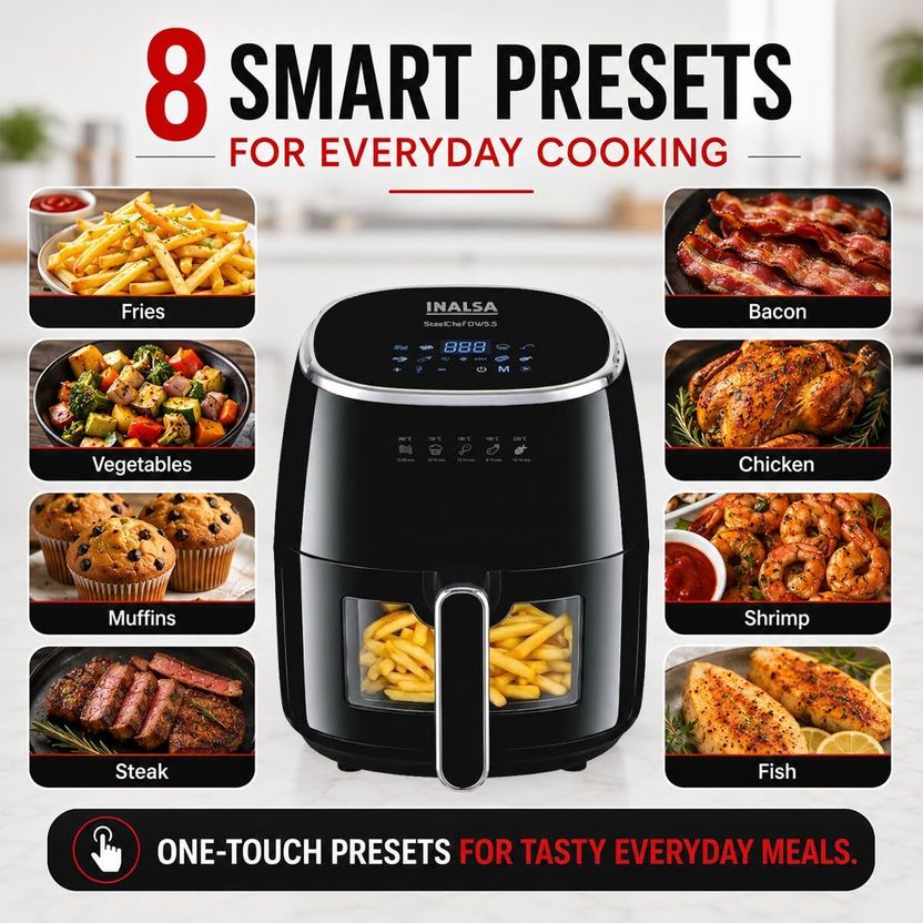 Inalsa SteelChef DW5.5 1600W 8-Smart Presets - Image 7