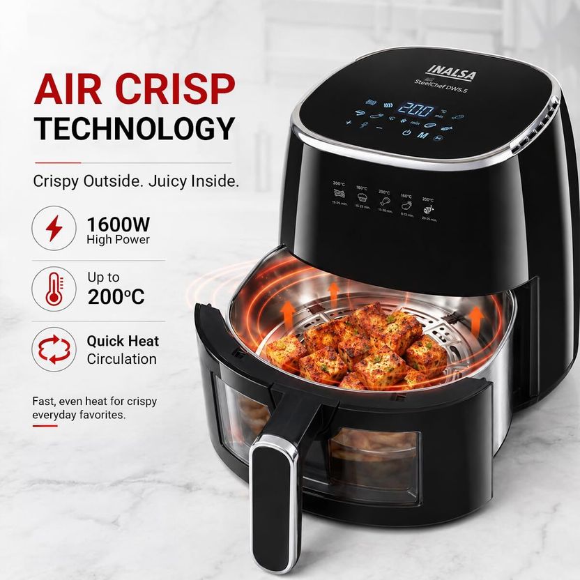 Inalsa SteelChef DW5.5 1600W 8-Smart Presets - Image 5