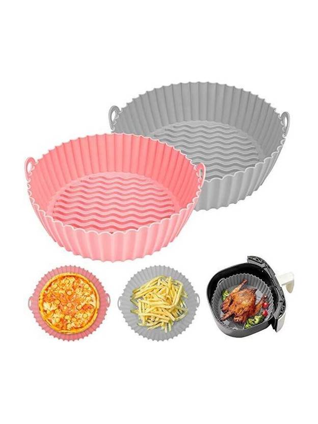 Buzon Air Fryer Silicone Liners Round Food Safe Non Stick Air Fryer Basket(2PCS) Airfryer Tray