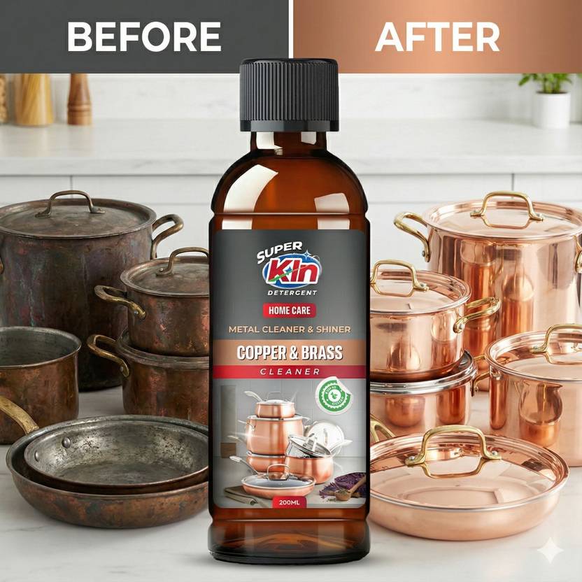 SuperKLN Copper & Brass Cleaner Liquid, Instant Shine for Pooja Thali & Idols