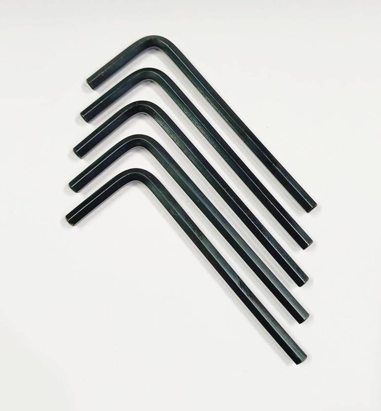 4MECH 5mm L-Type Hex Allen Key Hardened Chrome Vanadium Steel (Pack of 5) Allen Key Set