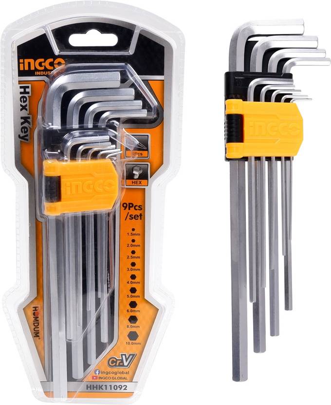 Homdum 9pc Hex key Set LShaped Metric Hexagon Allen Keys sizes 1.5 mm