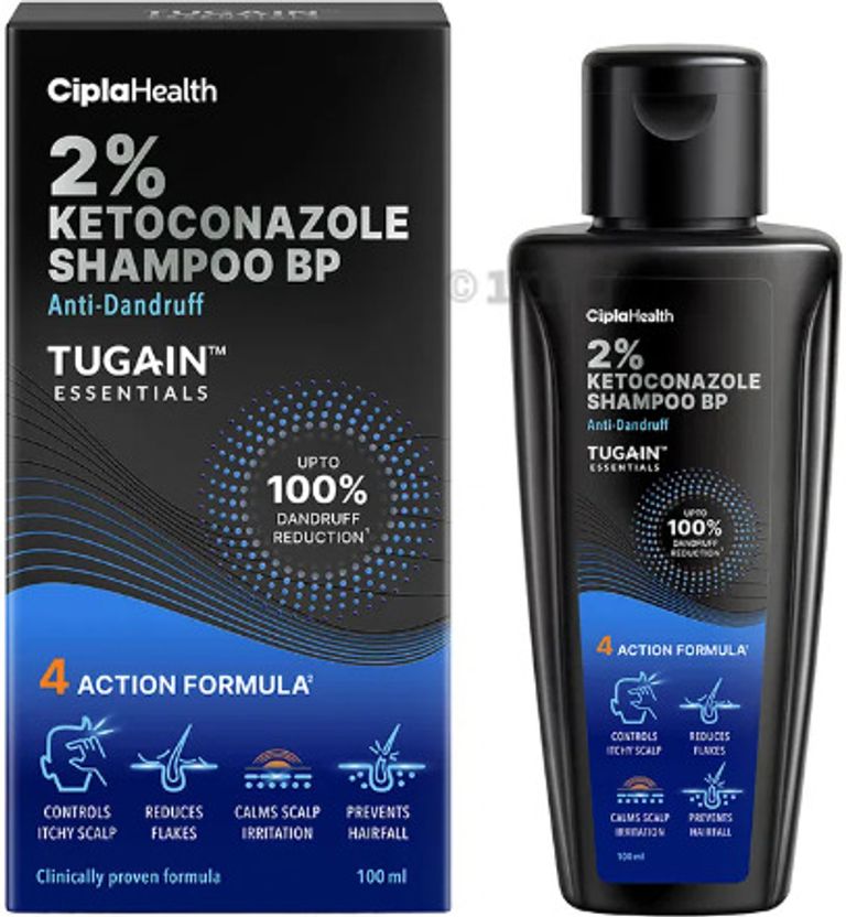Cipla Tugain 2% Ketoconazole Anti-Dandruff Shampoo 100ml - Image 1