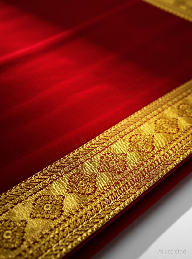 Bhakti Velvet Red Pooja Aasan 1 Meter - Image 3