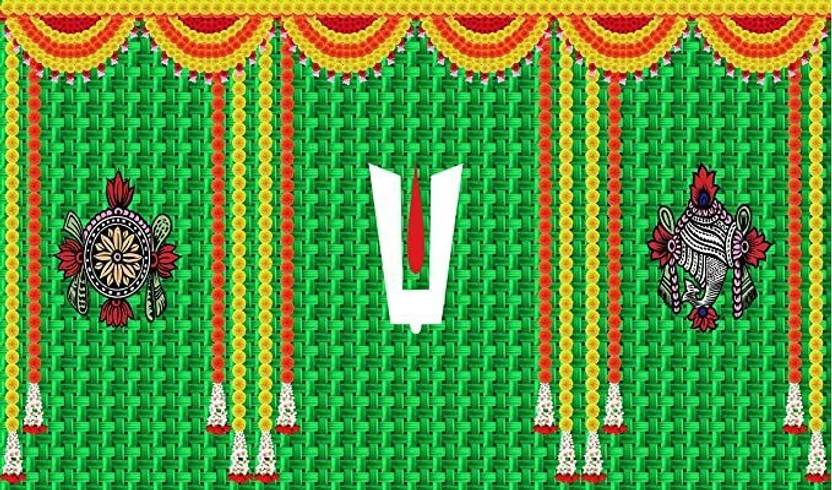 Ashvath Fashion thirunaamam shanku chakra namam Lord Vishnu Balaji (5Feet Height & 8Feet width) Altar Cloth
