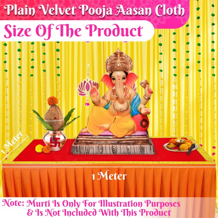 Bhakti Velvet Red Pooja Aasan 1 Meter - Image 5