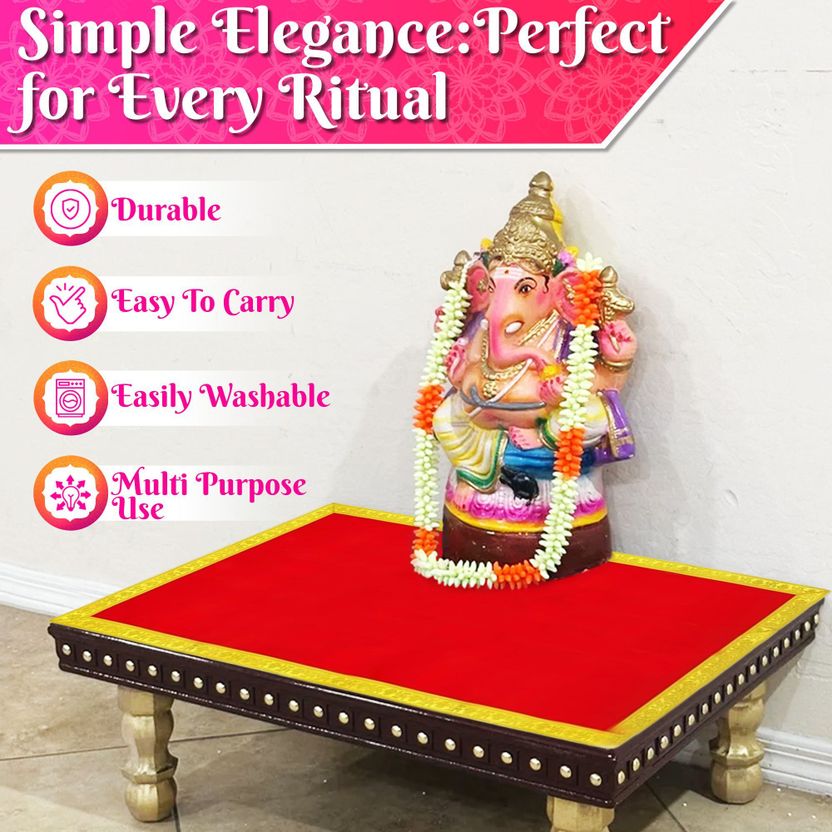 Bhakti Velvet Red Pooja Aasan 1 Meter - Image 7
