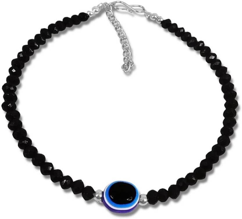 AGASTYA CREATIONS Adjustable Round Crystal Moti pearl Beads Evil Eye Anklets/Payal for girlfriend Stone Anklet