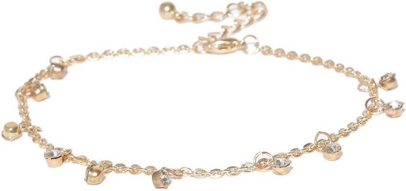 Oomphelicious Gold Beads & Charm Fashion (Single Piece) Alloy Anklet