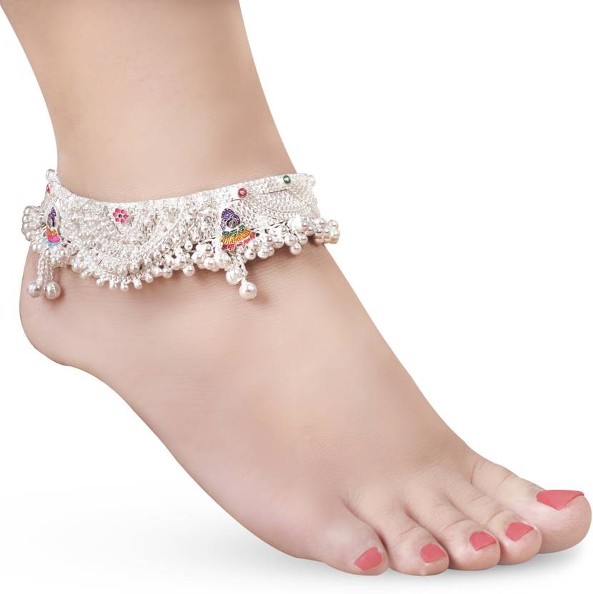 SHUCHI PAYAL Indian Traditional White Metal Anklets Payal Designer