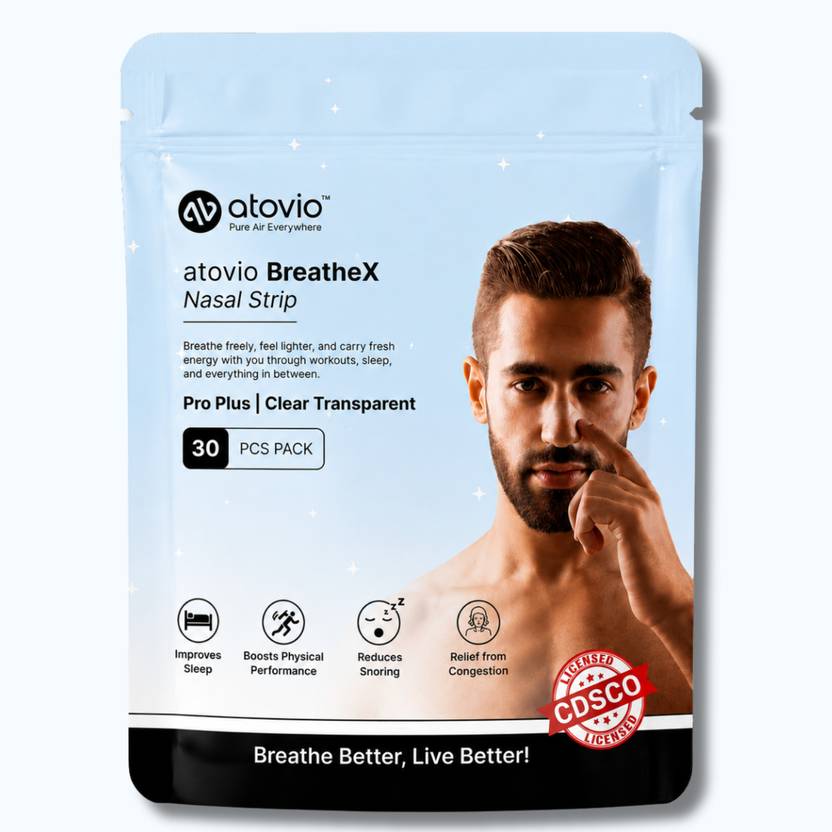 atovio BreatheX Clear Nasal Strips for Snoring Relief & Better Sleep - Pack of 30 Anti-snoring Device