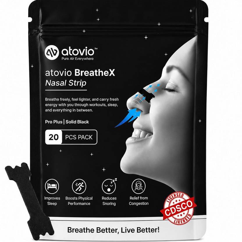atovio BreatheX Anti Snoring Device for Better Breathing & Sleep - Black (20 Pcs) Anti-snoring Device
