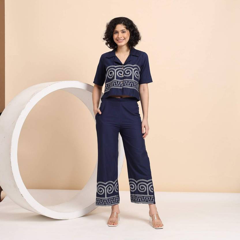 Jalther Women Viscose Rayon Crop Top Palazzo Set