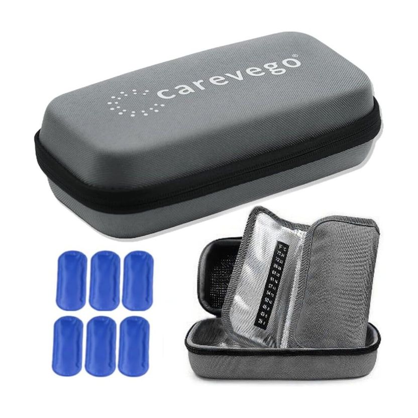 CareVego 3+3GreyInsulinCoolingBag Cold Pack (Grey) - Image 1
