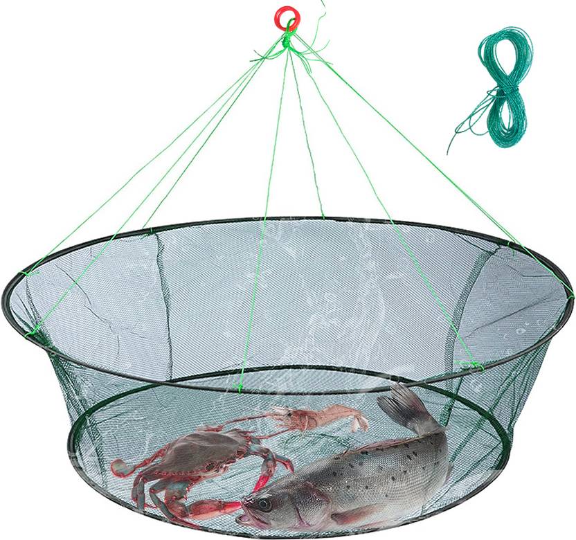 HANNEA Foldable Fishing Net, 39 Inches Wide Open Hand Casting Cage Crab ...