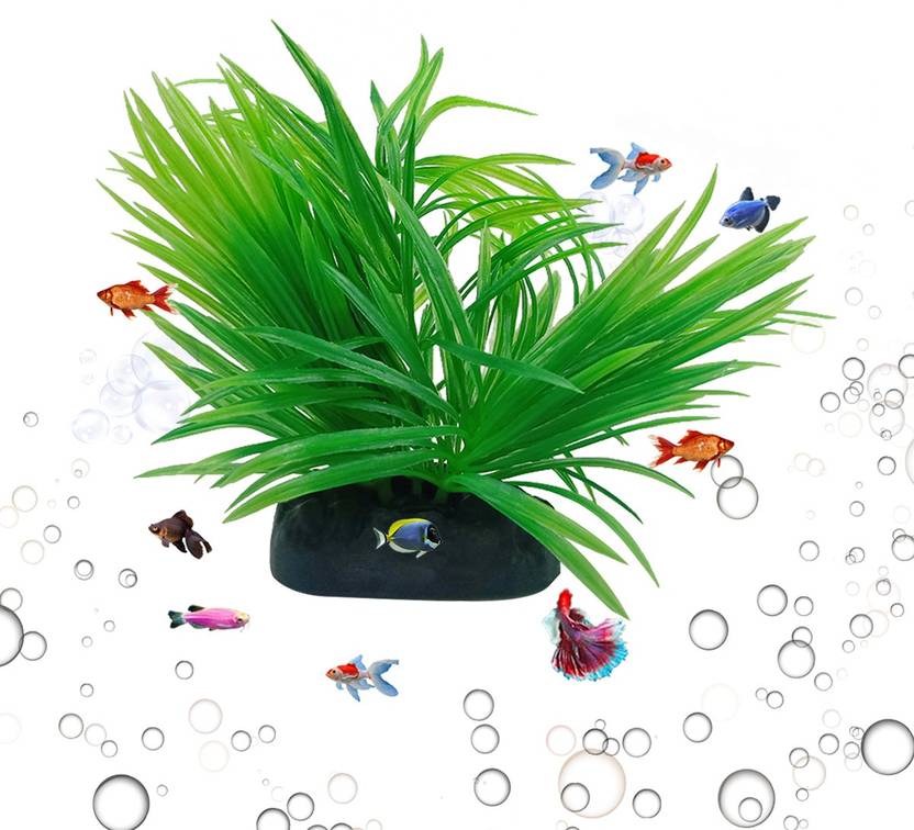 YellowCult Natural Looking Aquatic Small Grass Patch, Green Leaves