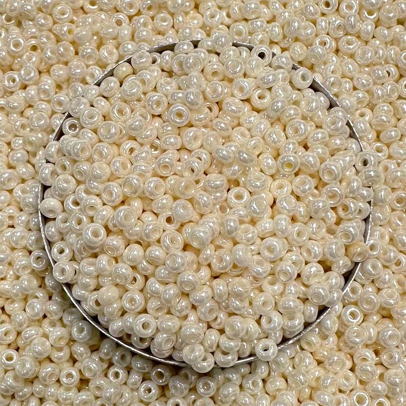 Embroiderymaterial Cream 2MM (11/0) Glass Beads for Craft, Bracelet Making & Jewellery Kit (100g)