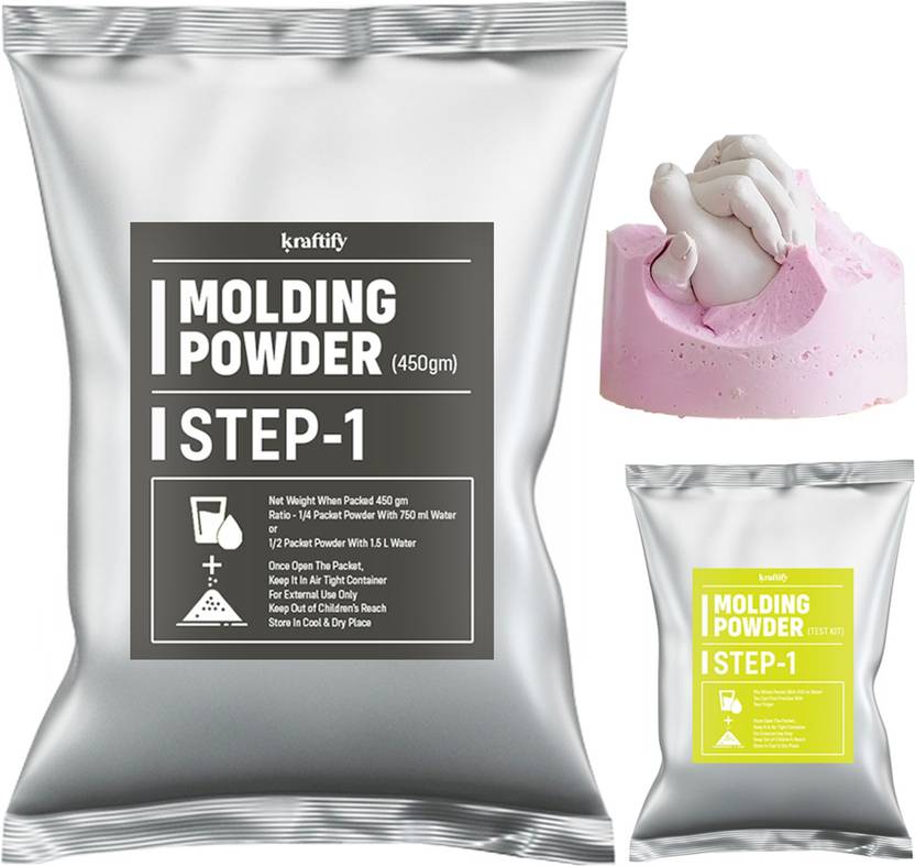 Kraftify Molding Powder for Hand & Foot Casting,Moulding Powder 450gm & Practice Kit 25gm