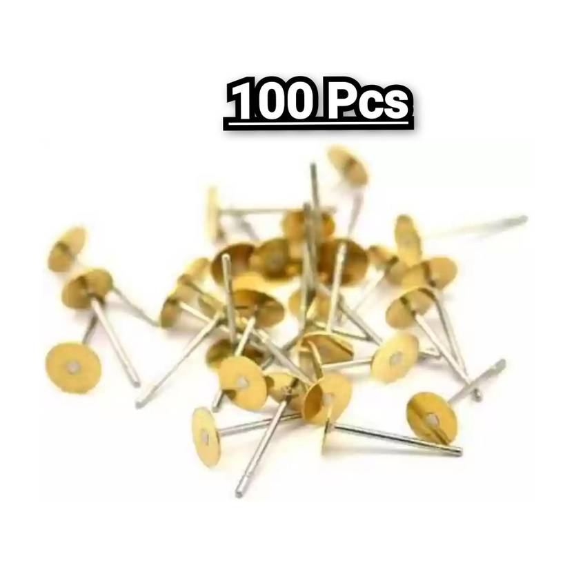 HouseOfCommon Golden Earrings Making Stud (100 Pcs)