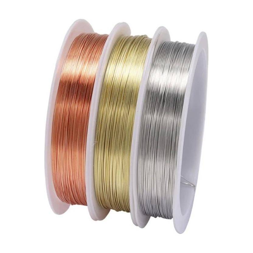 ALEAF 60 Meters - 28 Gauge Copper, Silver and Brass Wire (20 Meters Each) for Craft, Jewelry Making, Beading Wire and School Project