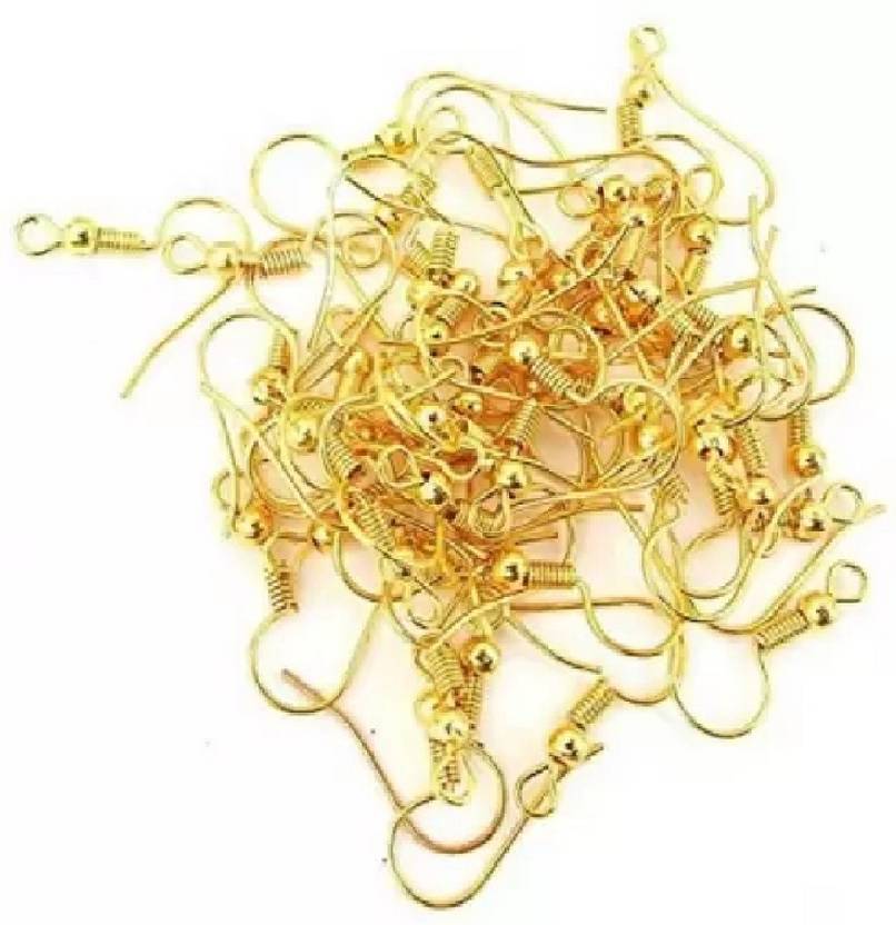 Shining Angel Jewellery Making Golden Finish Earring Hooks, 100 Pieces