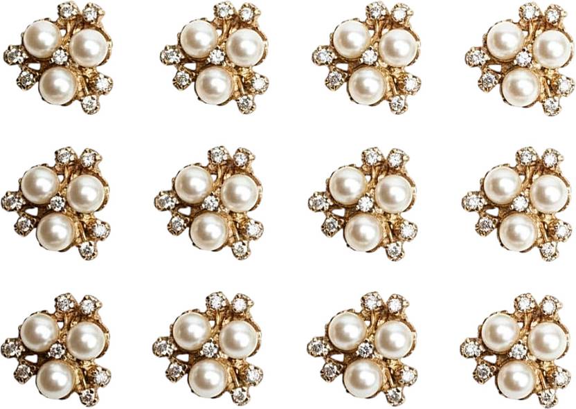 BERRYCRAVE Motifs with Nug and Pearls For Brooches, Jewelry Art & Craft decor - Set of 12